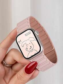1条磁性硅胶表带，兼容 44mm、45mm、49mm、46mm、42mm、41mm、40mm、38mm，男女通用，单圈表带，硅胶表带，适用于 Series 11、10、9、8、7、6、5、4、3、SE、2代、Ultra。 - 粉紅配玫瑰灰 - 查看 5