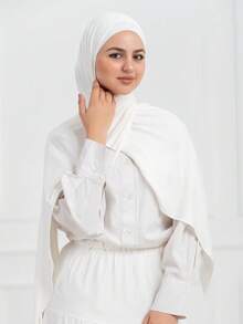 2pcs Muslim Hijab Set:1pc Jersey Hijab And 1pc Undercap Package, Perfectly Color-Coordinated, Soft And Comfortable Fabric, Suitable For All Seasons And Various Occasions. - White - View 2