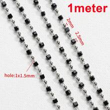 1m Fashionable Stainless Steel Square Bead Chain, Colorful Bohemian Style Beaded Chain Suitable For DIY Bracelet, Necklace, Jewelry Accessories - DIY Chain - View 10