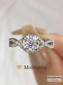 1 Quilate Anillo de Moissanita de 6 Garras Hueco, Plata de Ley 925, Anillo de Compromiso Eterno Elegante, Anillo de Promesa, Anillo de Aniversario, Regalo de Joyería Exquisito para Mujeres, Regalo de Navidad - Anillo de moissanita calado de seis puntas - Ver 1