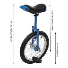 Futchoy 16in Outdoor Wheel Unicycle, Height Adjustable Unicycle, One Wheel Bike - Blue - View 2