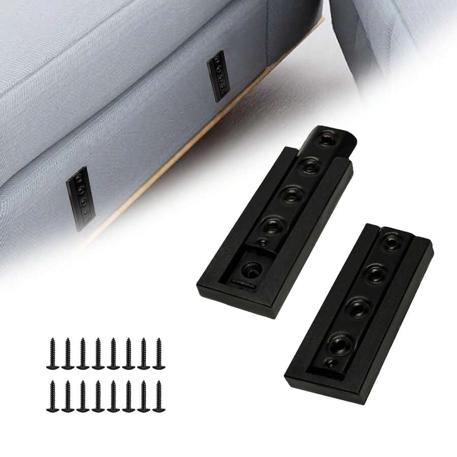 Sectional Couch Connectors 2 Packs, Interlocking Couch Connector Brackets, Heavy Duty Sofa Connectors For Sectionals, Keep Sectional From Sliding Apart - Black - View 1