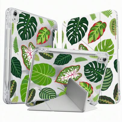 Ốp lưng hai mặt bằng acrylic trong suốt, in hình hoạt hình anime đẹp mắt và dễ thương, màu xanh lá cây nhiệt đới tươi mát, chống sốc, phù hợp với iPad thế hệ thứ 7, 8 và 10 (10.2 inch), có khe cắm bút tích hợp, hỗ trợ chức năng ngủ/thức, là lựa chọn quà tặng lý tưởng.