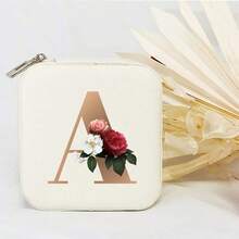 个性化首字母伴娘首饰盒 个性化花卉旅行首饰盒 婚礼新娘派对礼物 - 白色 - 查看 12