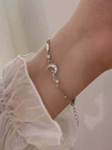 1pc Elegant Crystal Star And Moon Bracelet, Suitable For Women's Daily Wear, Festival, And Party - Bạc 2 - Xem 2