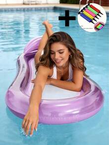 Inflatable Floating Bed, Solid Ombre Style With Headrest, Suitable For Water Rest, Swimming Pool, Beach, Party, Lounge Chair, Inflatable Floating Bed, Swimming Pool Floating Bed, Swimming Raft, Pool Hammock - Pool Raft - View 18