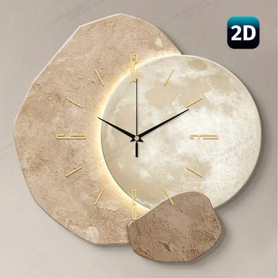 ساعة حائط هادئة عصرية بتصميم طور القمر - حركة كوارتز صامتة، مصنوعة من الخشب، بدون صوت طقطقة، مناسبة لديكور غرفة النوم أو غرفة المعيشة أو المكتب، ساعة حائط غرفة النوم | ساعة زخرفية | هيكل خشبي