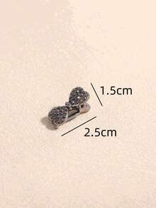 10pcs Girls' Minimalist Fresh Floral Crystal Hair Clips - Dark Grey - View 3