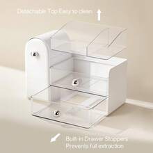 Makeup Organizer Countertop With Drawers, Vanity Organizers With Brush Holder, Bathroom Counter Organizer For Perfume, Nail Polishes, Lipsticks, Skincare And Eyeshadow Palettes - 查看 4