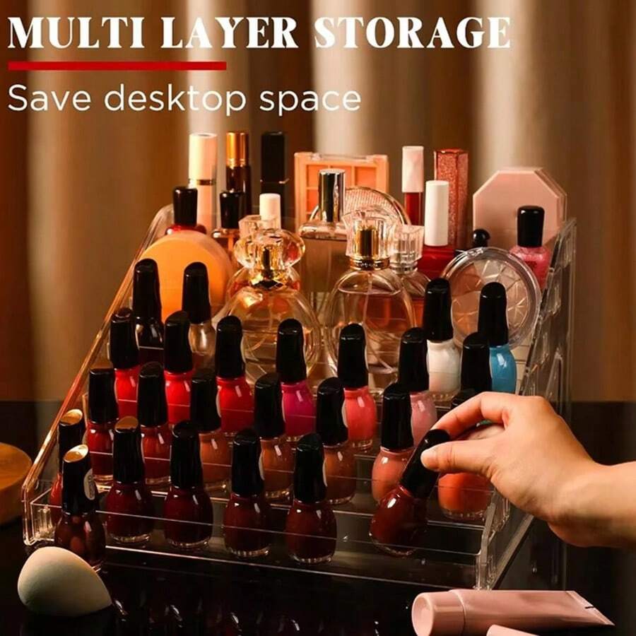 3/4/5/6/7 Layers Acrylic Cosmetic Nail Polish Orgaizer Display Rack Lipstick Perfume Makeup Storage Rack - Clear - View 1