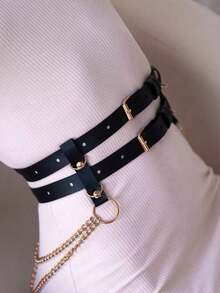 1pc Women's Sexy Gothic Style Waist Chain Decor, Punk Fashion Accessory Suitable For Daily Wear, Festivals And Parties - Black - View 5