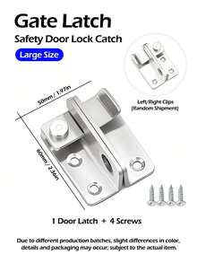 1pc Stainless Steel Gate Latch With Padlock Hole, Heavy Duty Anti-Rust Flip Latch Slide Bolt Latch, Safety Door Lock Catch For Barn Garage Garden Shed Bathroom Cabinet Pet Cage Fence Sliding Door Window - Multicolor - View 11