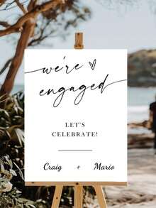 Customized "We're Engaged" Engagement Welcome Sign - Customizable Name/Text, Suitable For Wedding Announcement Board, Bridal Shower Decor, Horizontal Poster, Spring/Autumn Wedding Display With Name Or Information - Multicolor - View 6
