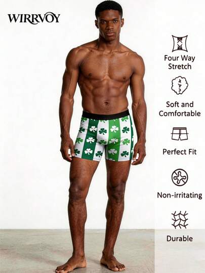 2 chiếc quần boxer nam in hình cỏ ba lá ngày lễ Thánh Patrick, đồ lót nam kiểu may mắn Ireland, quà tặng kỷ niệm, quà tặng ngày Valentine, quà tặng sinh nhật, quà cưới, quà tặng bạn thân, quà tặng bạn trai, quà tặng chồng, quà tặng cho anh ấy