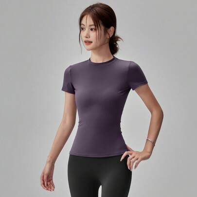 Lightweight High-Elasticity Pilates Training Outfit, New Fitness Short-Sleeve Women's Set, Yoga T-Shirt Sports Top