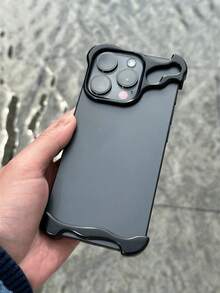 1pc Luxury Designer Alien Arc Phone Case + Glass Camera Film Compatible With Iphone 16 15 14 13 Pro Max Plus Cool Camera Protection Anti-Drop Soft Silicone Cover - 黑色 - 查看 2