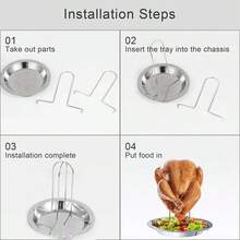 1 pieza Rejilla para asar pollo de acero inoxidable - Parrilla multifuncional con bandeja de goteo, accesorio plegable para cocinar al aire libre, camping y barbacoa - Multicolor - Ver 8