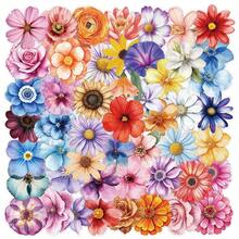 50pcs Vibrant Flower Stickers Decor For Planner, Diary, Phone Case, Guitar, Skateboard, Tablet, Self-Adhesive Seal Stickers, Great Gift For Family And Friends - Multicolor - View 6