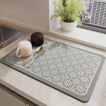 1 Piece, Simple Solid-Color Kitchen Countertop Absorbent Pad, Modern And Simple Natural Diatom Mud Rectangular, Absorbent, Easy-To-Clean Multi-Functional Diatom Mud Heat Insulation Pad, Suitable For Daily Kitchen Use, Moving To A New Home, And All-Season Use. - Multicolor - View 3