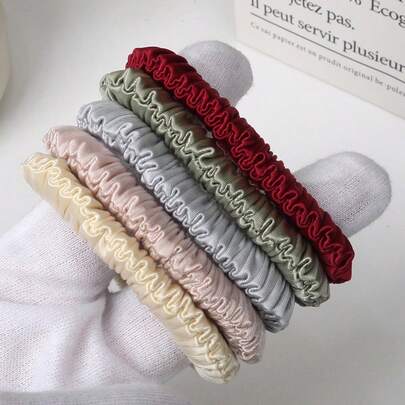 5pcs Satin Ruffled Hair Scrunchies No Damage High Elastic Hair Ties Soft Pleated Hair Bands Ponytail Holders Fashion Hair Accessories For Girls And Women
