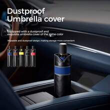 New Large Windproof Umbrella, 125cm/49.2inch Diameter, Dual-Color, Comes With Leather Case, 10 Ribs Reinforced Frame, Suitable For 2-3 People Family Outing, Multi-Person Use - Multicolor - View 5