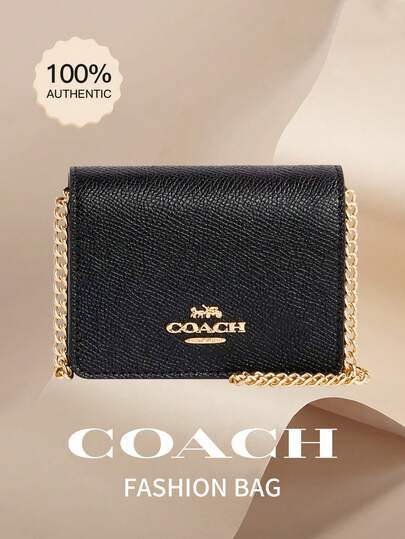 Coach Ví đựng thẻ 11, túi xách mini nhỏ gọn có dây đeo xích, túi đeo vai có nắp gập, túi đeo chéo dành cho nữ.
