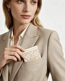 Kate Spade Ví KS Signature Series, ví đựng thẻ, hộp đựng thẻ, ví siêu mỏng bỏ túi trước, bao đựng thẻ siêu mỏng chống RFID. - Màu be - Xem 4