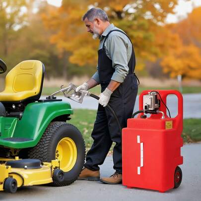 Fuel Caddy, 32 Gallon, Portable Fuel Tank With 12V DC 15 GPM Electric Fuel Transfer Pump, 13 Ft Delivery Hose & Aluminum Alloy Manual Nozzle, Gas Caddy For Motorboats, ATVs, Diesel & Gasoline
