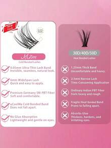 144pcs D-Curl Natural False Eyelashes Set, 8-16mm With 5-6mm Base, Fluffy & Natural Lash Clusters, D-Curl Degree - Extensive DIY Eyelash Extension Kit, Individual Lash Cluster Set, Invisible Lash Band - D - View 4