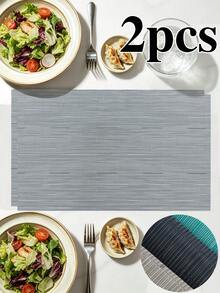 4/120pcs Rectangular PVC Woven Placemats, Washable Odorless Table Mats, Soft Easy To Store Western Style Dining Mats, Non-Slip Heat-Resistant Table Decor Mats, Suitable For Restaurants, Cafes, Homestays, Fit For Holidays, Parties, Gatherings, Birthdays, Weddings, Dinner Parties And More Occasions. - Multicolor - View 15