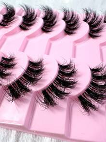 10 Pairs Transparent Half-Strip Soft 3D Faux Mink Lashes With Cat Eye Design (MG49) - Black - View 4
