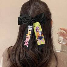 Hasbro 1 chiếc kẹp tóc bằng vải satin kiểu retro hình nơ phong cách K-POP, phù hợp cho nhóm nhạc nữ. - Nhiều màu - Xem 4