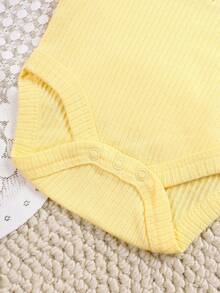 DILAVEL Ensemble de 3 pièces de body pour bébé garçon, manches courtes, printemps/été, nouveau, doux et confortable, respectueux de la peau, motif animal, vêtement d'extérieur - Jaune citron - Voir 6