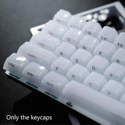 Witte jade-thema kristallen keycapset OEM-profiel PC-materiaal semi-transparant, MX-switch compatibel 6.25U spatiebalk, gaming kantoor mechanische toetsenbord keycaps doe-het-zelf vervanging