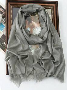 1件优雅女士四面印花锦缎围巾沙滩巾头巾 - 彩色 - 查看 22