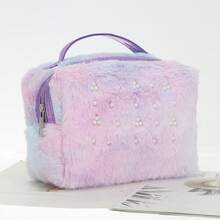 Multineos Comercial Large Plush Cute Cosmetic Bag/Case - New Design - Purple - View 2
