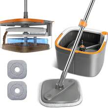 Spin Mop And Bucket System, Microfiber Spin Mop With Bucket Set, Self Wringing Cleaning Mop With 360° Rotating Head, Easy Wring Floor Cleaning Mop Kit For Home Kitchen Hardwood Laminate Tile Ceramic Marble Floors Household Cleaning Tool - A - 查看 5