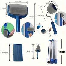 [6pcs Paint Roller Set] 6pcs Innovative Paint Roller Set, Multi-Functional Home Commercial Paint Set With Paint Filling Roller, Angle Cutter, Easy-To-Dump Pot And Extension Rod- Drip-Free Inner And Outer Paint Smear Tool, Plastic - Blue (6-piece Set) - View 6