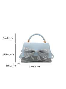 New Minimalist Handbag, Fashionable Bow Design, Niche Chic, Versatile Shoulder/Crossbody Bag - Blue - View 3