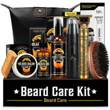 8pcs Men's Beard Care & Multi Grooming Kit, T-Blade Hair Clipper & Nose Ear Trimmer, Beard Wash, Oil & Balm, Comb, Brush With Storage Pouch & Gift Box, Cleansing Softening Moisturizing Shaping Nourishing, Washable, For All Beard Types Daily Grooming - Beard Care - View 12