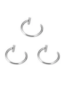 1/3/5pcs Lip Ring, Nose Ring, Fake Nose Septum Clip-On Piercing, Body Clip-On Piercing - T-shaped Nose Ring - View 13