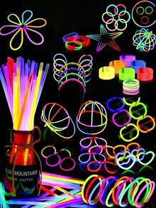 200/100/50pcs Glow Stick Bracelets & Necklaces, Fluorescent Colorful Glowing Sticks For Party, Wedding, Concert, DIY Glow Bracelets, Party Decorations, Music Festival Supplies - View 3