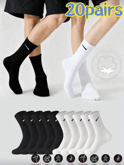 20 pares de calcetines de tobillo de unicolor unisex, suaves y cómodos, calcetines, puntada, occidental, calcetines de tripulación, calcetines, puntada reforzada, calcetines occidentales, calcetines de lunares, calcetines casuales, calcetines de uso diario