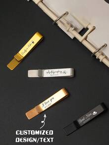 客製化姓名領帶夾，刻字個性化男士領帶夾不鏽鋼領帶夾父親節禮物個性化，不鏽鋼個性化字母袖扣，婚禮襟章，紳士時尚配件，男士禮物，極簡風格，時尚，復古，極簡，中性，休閒，可愛，客製化，個性化 - 彩色 - 查看 6