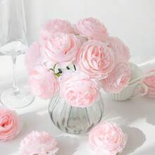 5 piezas de flores de peonía de seda artificial con hojas, flores falsas de color rosa claro para bodas, hogar, oficina, fiestas, alféizar de ventana, mesa de comedor, ramos de novia DIY, decoración de arcos, decoración de primavera para interiores/exteriores, Día de San Valentín, Día de la Madre, decoraciones de aniversario, regalo para mujeres, mamá, papá - Rosa - Ver 4