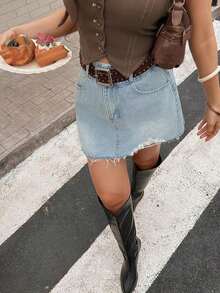 Women Denim Skirts - Celeste - View 4