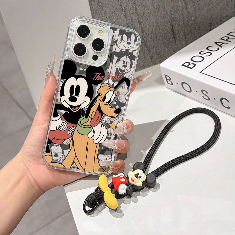 This Disney Mickey Mouse Pattern Lanyard Phone Case Features A Strong Magnetic Closure And Full Coverage Of Acrylic And TPU Material. It's Shockproof, Lightweight, And Suitable For IPhone17/16/11/13/15/15 Plus/15 Pro/15 Pro Max/12/14 Pro Max/11 Pro Max/12 Pro/12 Pro Max/13. It's A Popular Birthday Gift, Business Gift, Durable, Stain-Resistant, And Fingerprint-Resistant New Phone Case For Men And Women. It Also Includes A Mickey Mouse Phone Case And Mickey Mouse Doll Bracelet. Compatible With SamsungGalaxy S20, S21, S22, S23, And S24 Series. It's The Perfect Gift For Friends And Family. This Stylish Phone Case Is Fun, Lightweight, And Durable. IPhone17 Pro Max Phone Case, Minnie Phone Case. - 無色 - 查看 1