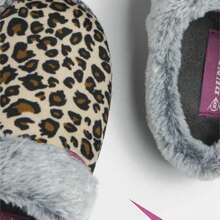 Dunlop - Ladies Cute Cosy Plush Memory Foam Knitted Slippers With Open Back Mules - Black - View 2