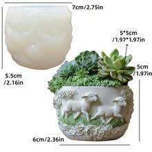 小羊羔在草地上奔跑嬉戏多肉植物盆栽硅胶模具梦幻草地绵羊嬉戏浮雕树脂石膏花盆模具小羊羔在草地上奔跑浮雕水泥混凝土花盆模具梦幻美人浮雕工艺模具 - A - 查看 8