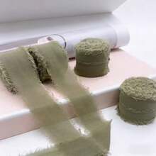 3rolls One Pack,15yard Olive Green Chiffon Ribbon, Fringe Fabric Ribbon, Handmade Wedding Bouquets Material, Gift Packaging Materials, Cake Decor Ribbon, Clothing Decor, Wedding Decor, Party Decor, Gift Decor, Bow Decor - Army Green - View 6